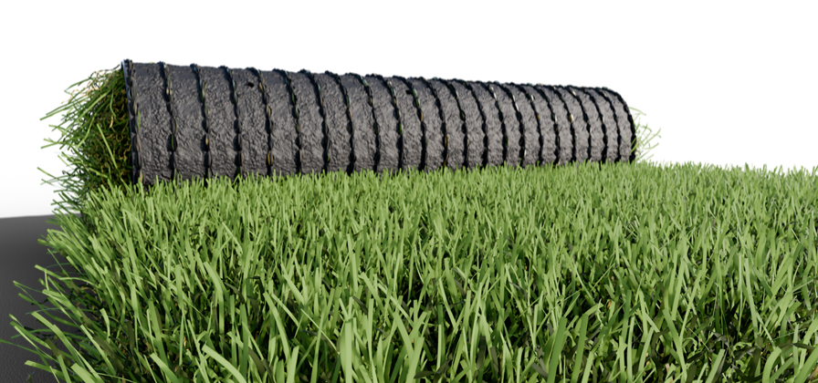 Pelouse synthétique modèle Saturno 50 en rouleau vu de dessus zoomée