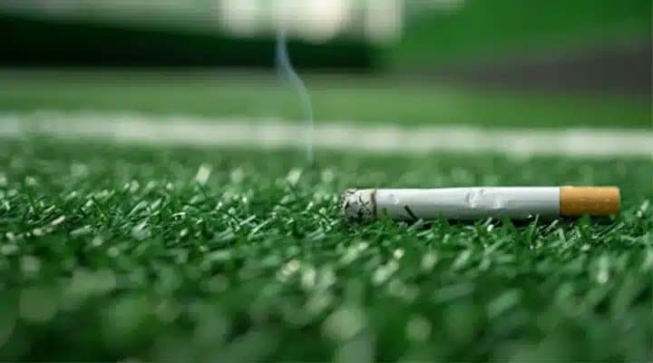 Gazon synthétique pour hôtels et restaurants 5 Mégot de cigarette sur une pelouse artificielle