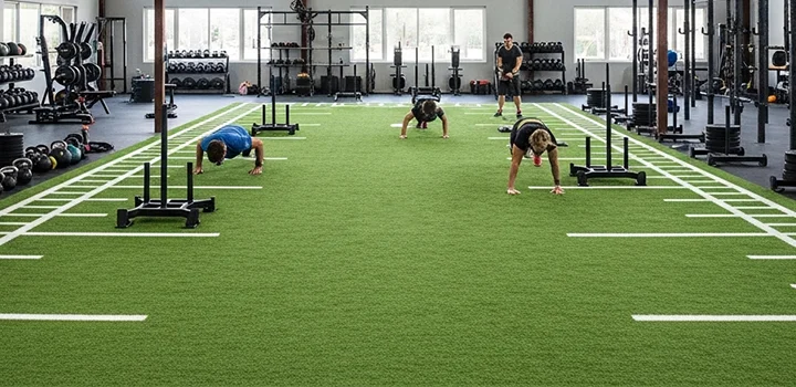 Espace CrossFit sur sol en pelouse synthétique