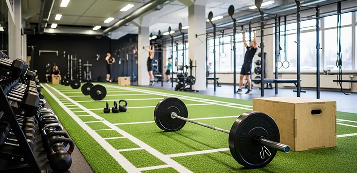 Espace d'entrainement Crossfit en gazon synthétique