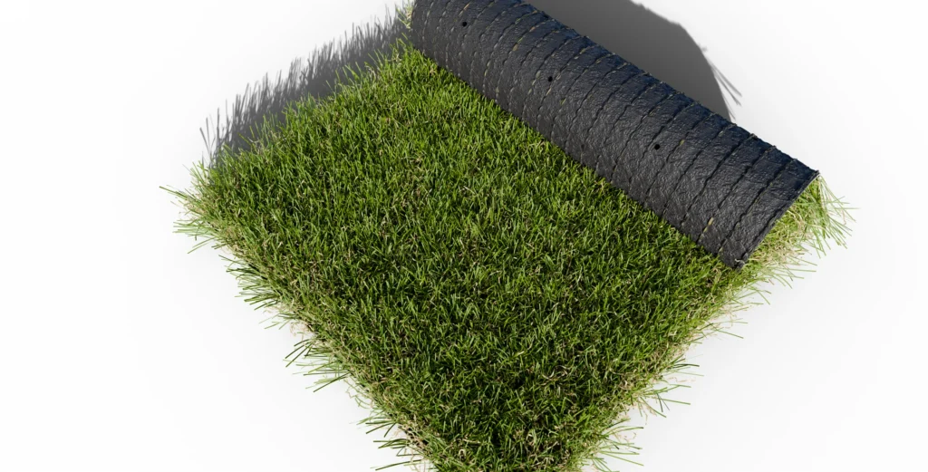 Échantillon de gazon artificiel Luxe 50 mm en rouleau vu de dessus